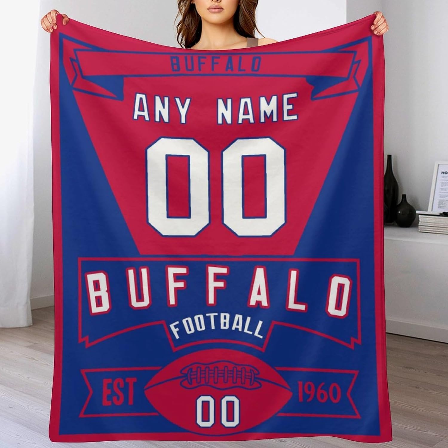 Customized Football Throw Blanket Personalized Name and