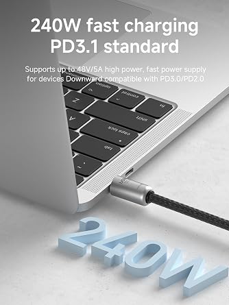 Hagibis USB4 Cable, 1ft Phone Lanyard Cable, 80Gpbs 240W 8K@60Hz Portable USB C to Type-C Wrist Lanyard for iPhone 17 16 15 Pro Max, iPad Pro, Thunderbolt 5/4/3, External SSD (Silver-30cm)