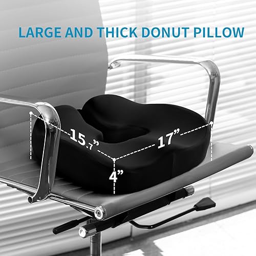 Miniatura 3 de Almohada de dona para el dolor de coxis y alivio de hemorroides - Cojín de asiento de coxis para ciática, posparto, presión sentada - Espuma