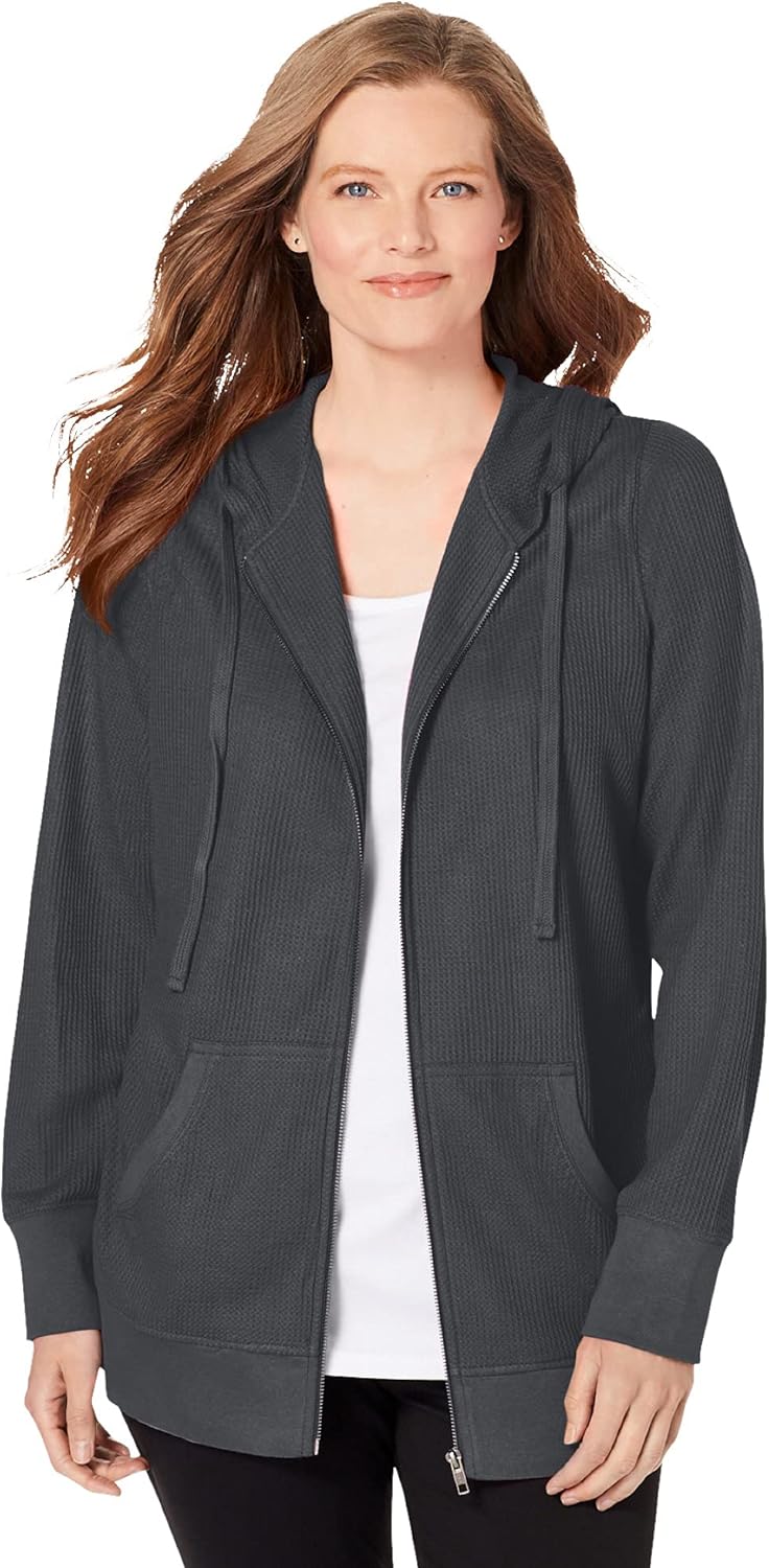 Woman Within Women's Plus Size Waffle-Knit Fleece Thermal Waffle Jacket at  Women's Coats Shop