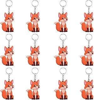 24 Pack Fox Keychains for Woodland Party Favors, Birthday Party Bag Fillers, Baby Shower Return Gifts