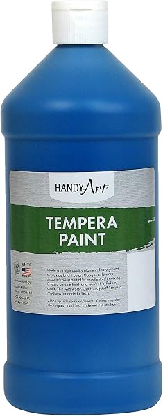 Handy Art Premium Tempera Paint, Blue, 16 oz Pint Bottle - 5