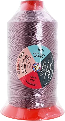 Miniatura 707 de Mandala Crafts Hilos de coser resistentes de nailon consolidado, hilo para tejer jeans de cuero, hilos de tapicería marina al aire libre, Beige