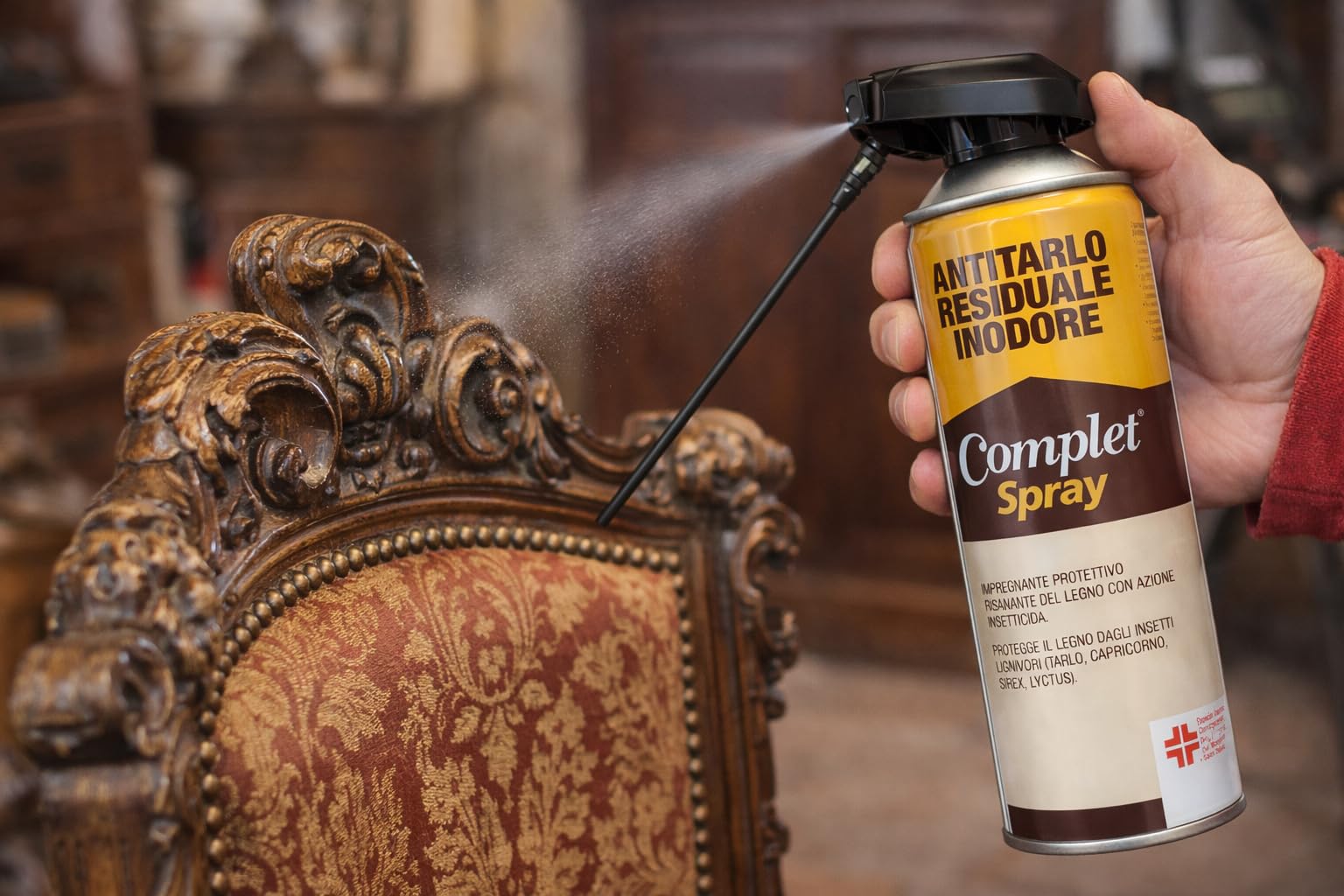 Complet Antitarlo Spray per Legno 800 ml | Fungicida Inodore e Incolore | Protezione Mobili, Parquet e Oggetti in Legno contro Tarli e Funghi (2 pezzi da 400 ml)