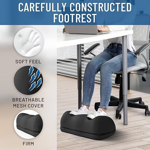 Miniatura 10 de Everlasting Comfort Reposapiés de oficina para debajo del escritorio almohada ergonómica de espuma viscoelástica para el trabajo juegos computadora