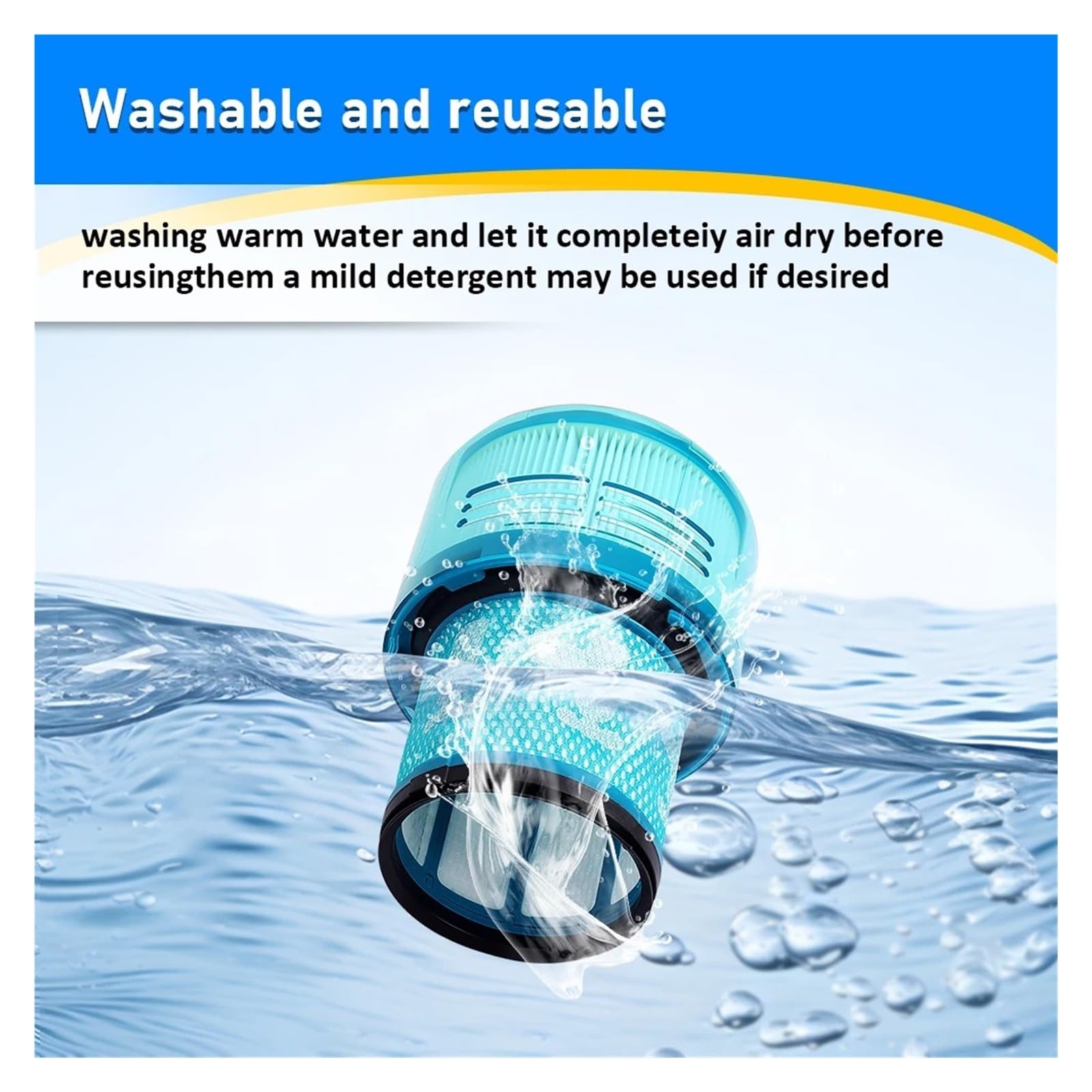 Limpieza de filtro HEPA lavable, compatible con Dyson, repuesto de aspiradora con detección V11 V15 for dispositivos de aspiradora inalámbricos, pieza accesoria(2PCS-B)