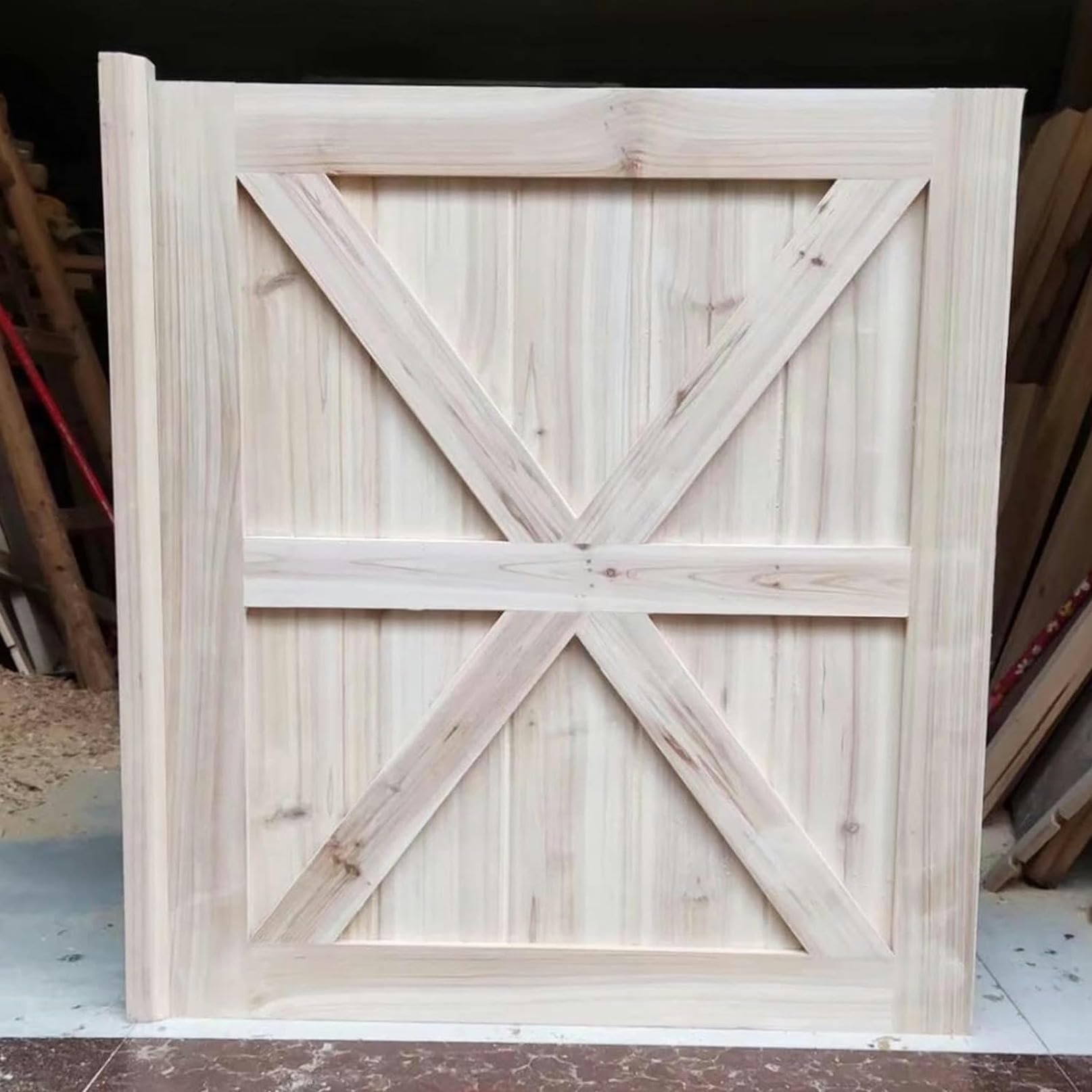 Porte de majordome de bar en bois non peint avec charnières pour séparation de salle de bain