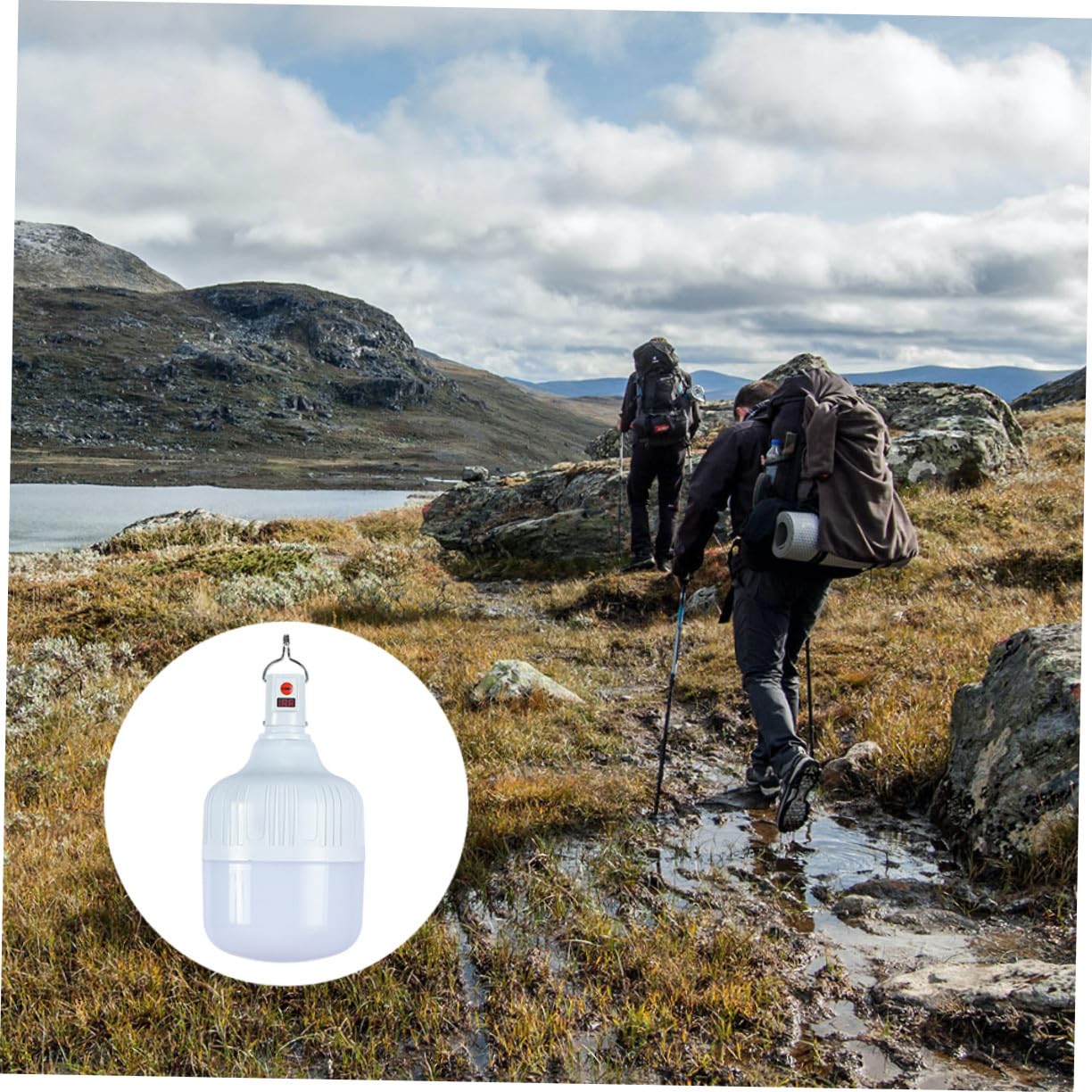Lampe de Tente Rechargeable LED 100w 3 Niveaux de Luminosité, Batterie 1200mah, Plastique Blanc, pour Camping en Plein Air et Pêche de Nuit