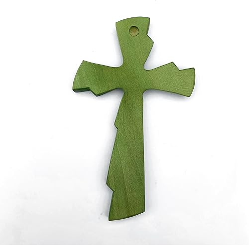 Miniatura 3 de Wooden Hand Carved Cross for Wall Decor, Large Crucifix Wall Art Handmade Religious Gift Cross (11.81, red)