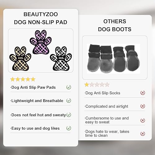 Miniatura 5 de BEAUTYZOO Protector de patas de perro para pavimento caliente, agarre antideslizante para perros mayores, calcomanías de patas de tracción para