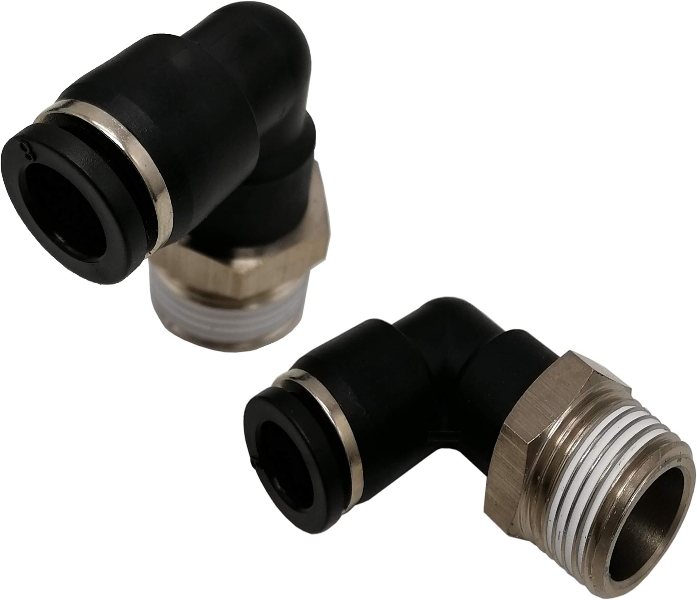 At-TecPush to Connect Air Fittings 8mm OD Tube 3/8" Thread Elbow Pneumatic Fittings Air Line Fittings 90 Degree Air Fitting Union Fitting Pneumatic Connectors，2 Pack