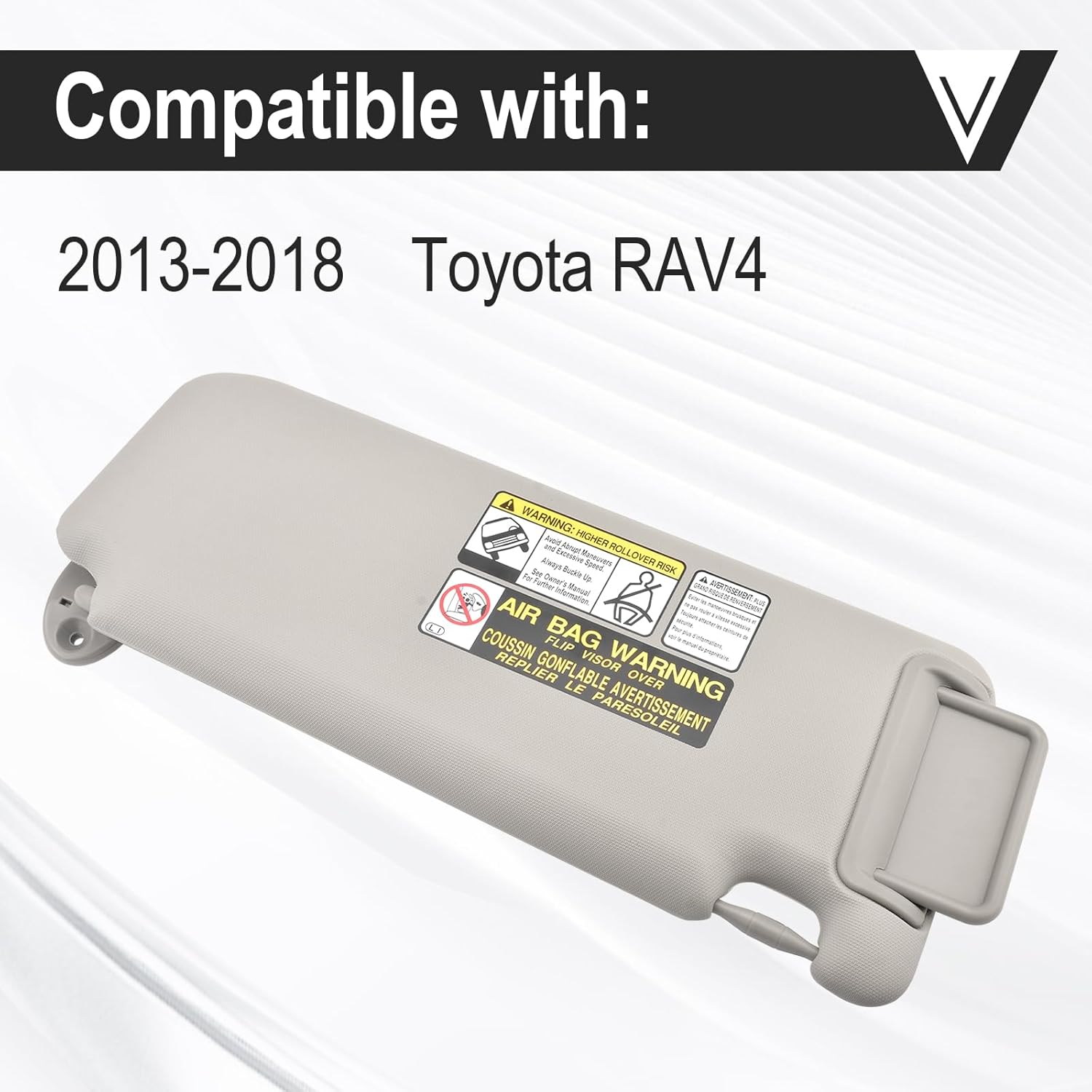 Sun Visor w/Extension Plate Fit for 2013-2018 RAV4 Replace 74320-42595 74320-42595-B0 74320-42595-C0 (Left Driver Side)