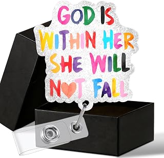 Christian Badge Reel Positive Jesus Faith God is Within Her Badge Holder Retractable Clip Religious Motivational Gifts for Nurse Nursing Student Doctor RN CNA Coworkers Office Worker