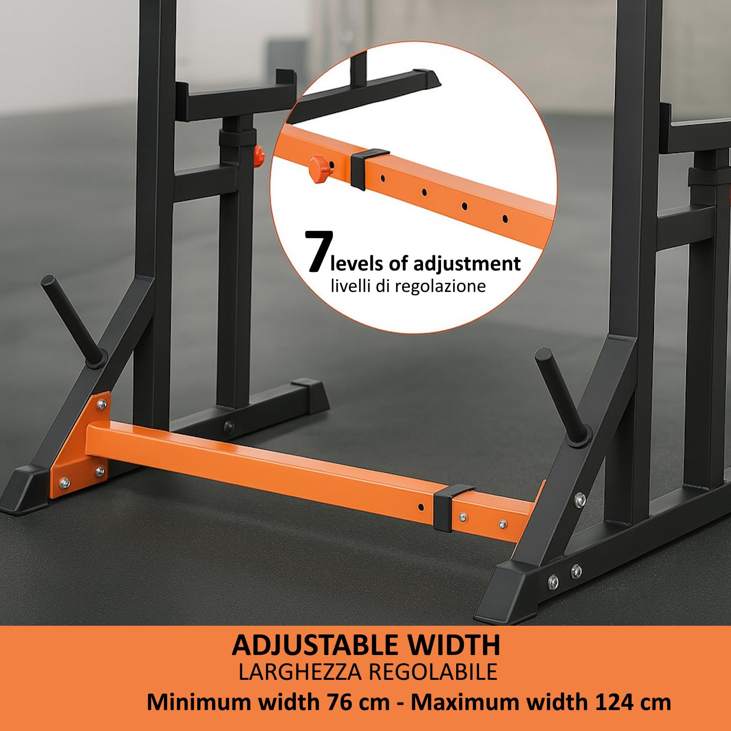 FFitness Squat Rack Regolabile Doppio Supporto per Bilanciere Multifunzione Rastrelliera Pesi in Acciaio Panca Stand con Portadischi