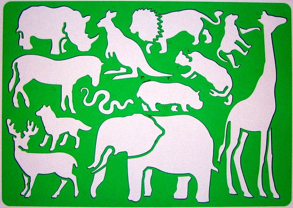 Safari Wild Animals Drawing Drafting Plastic Template Stencil