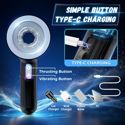 Miniatura 5 de Masturbador masculino automático, Foreglad Stroking Masturbadores masculinos con 7 potentes modos de empuje y vibración, máquina de mamada de