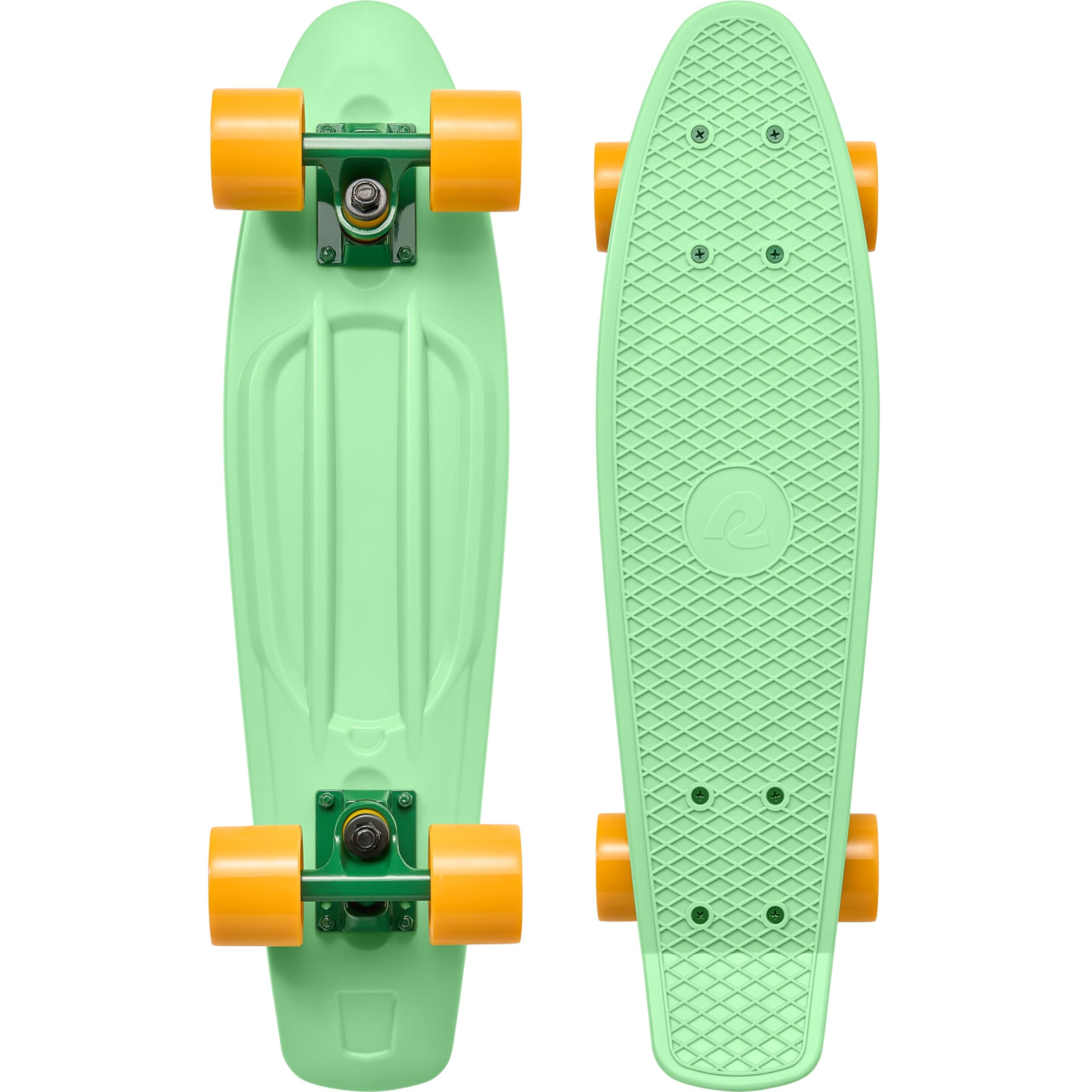 Retrospec Quip Mini Cruiser Skateboard 22.5" Classic Retro Plastic Cruiser Complete Skateboard with ABEC 7 Bearings and PU Wheels Compact Board w/