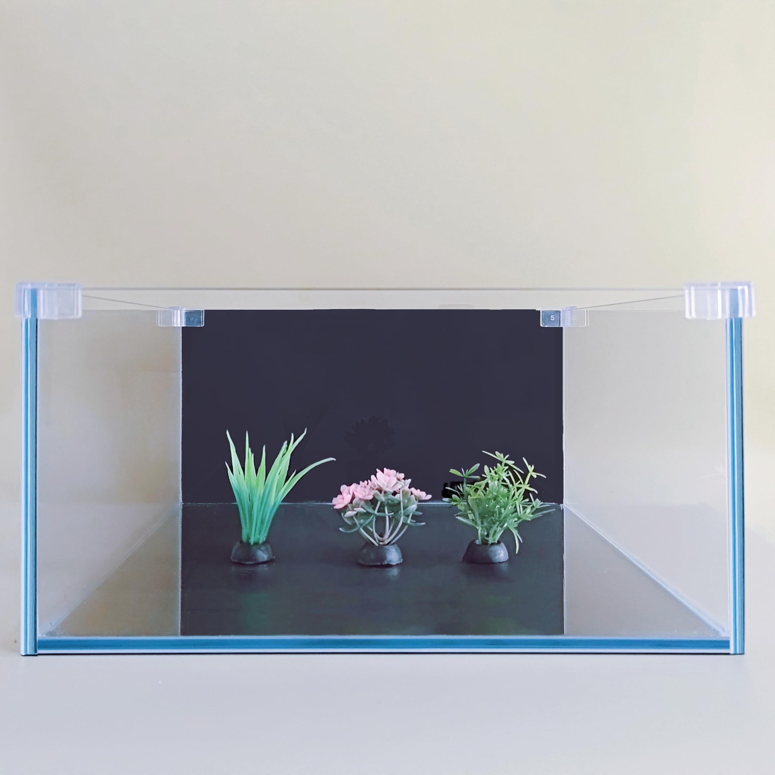 Acquario per pesci da 3,5 galloni, 30 x 30 x 15 cm, acquario in vetro a basso contenuto di ferro con tappetino antiscivolo, carta di sfondo e protezioni per gli angoli | Kit habitat Betta, tartaruga