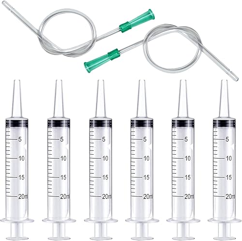6 jeringas de plástico de 07fl oz con 2 tubos de plástico de 13 pulgadas jeringa para líquido en laboratorio científico alimentación de mascotas