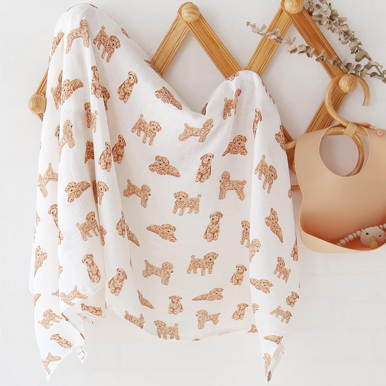 LifeTree Baby Swaddle Blankets Dog, Bamboo Cotton Muslin Swaddle Blankets Boys Girls Swaddling Wrap Receiving Blanket Neutral for Newborn, Lightweight Large 47" x 47", Poodle Puppy : Baby