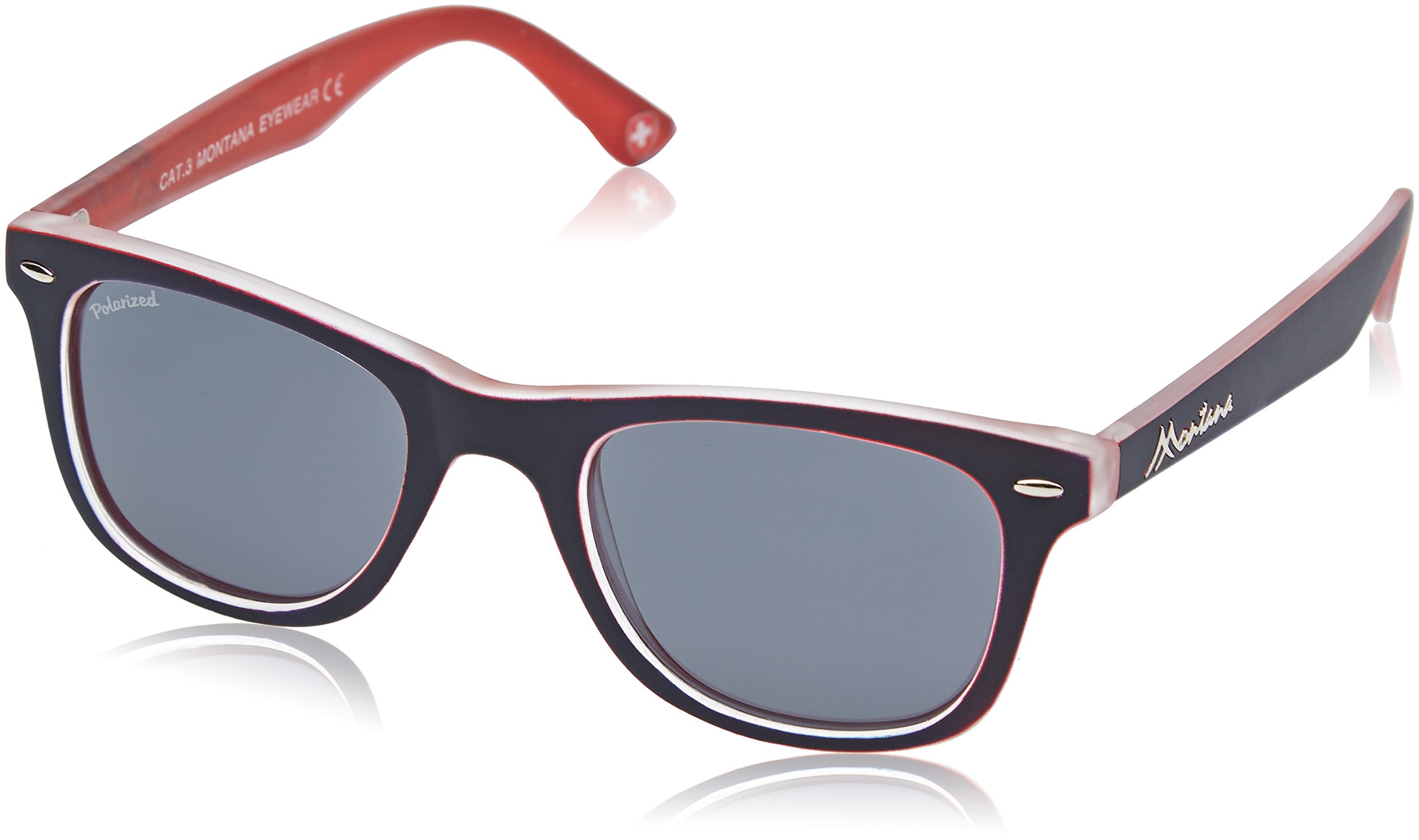 Montana Unisex Blue Square Red Rubbertouch Grey Polarized Mp41 Sunglasses
