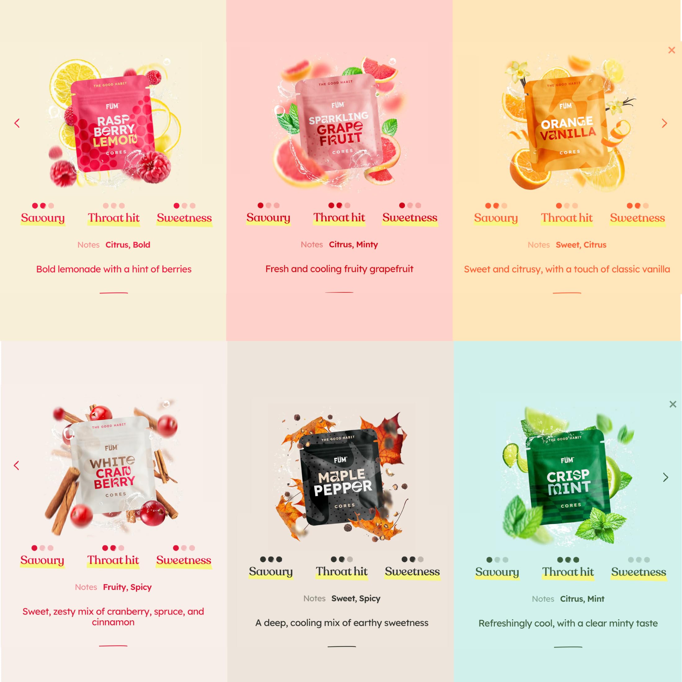 Füm Journey Pack Flavored Air Device with 6 Packs of Plant Based Cores |  Naturally Switch from Bad Habits