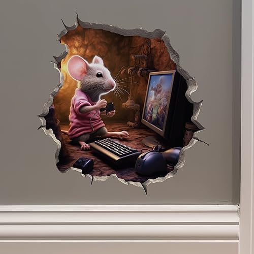 Calcomanía de pared 3D con agujero de ratón para videojuegos