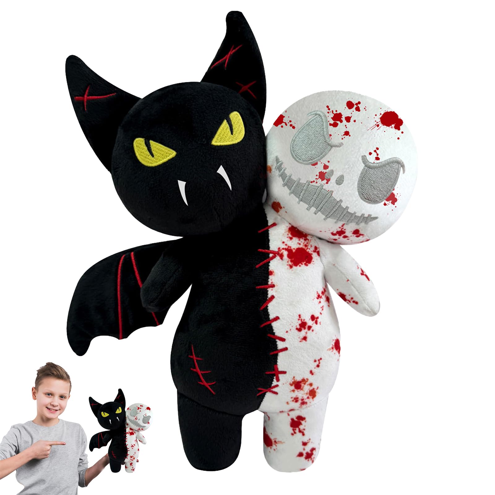 POPOYU Halloween Bat Ghost Stuffed Animal Plush Pillow,Ghost Pillows for Boys Girls,Soft Hugging Pillow Cute Ghost Plush Toy for Kids Halloween Party Favor,Gift Sofa Bedroom Kids Room Decorations
