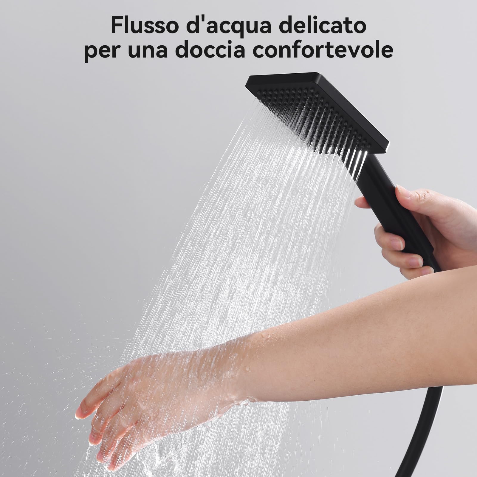 Auralum Colonna Doccia Senza Miscelatore 74-109cm Regolabile Set Soffione Doccetta Nero