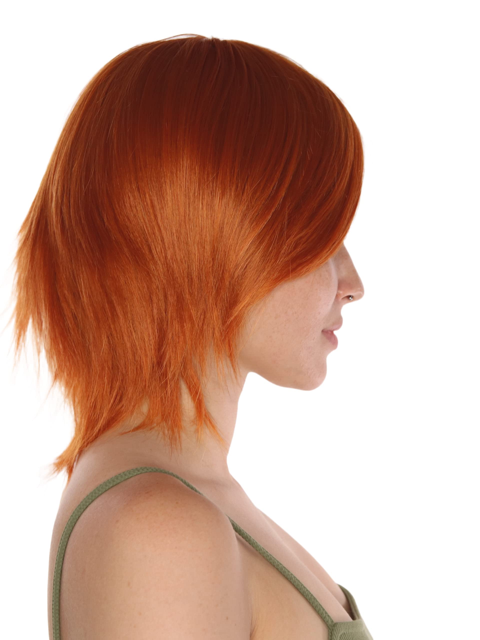 Prettyland Parrucca Media Lunghezza Capelli con frangia frangetta Scalati Lisci rosso arancio C622