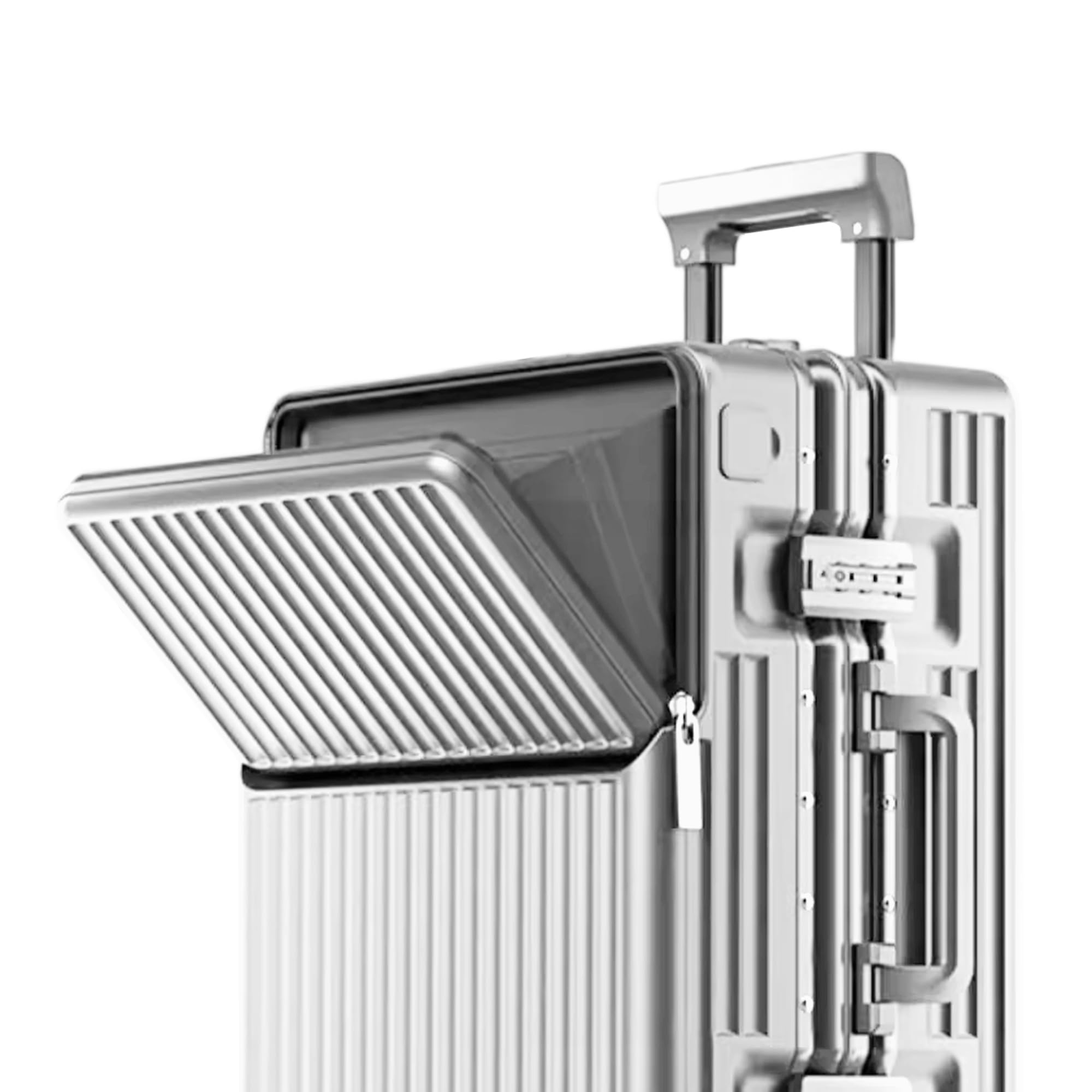 Handgepäckkoffer TSA-Schloss 360° Rollen PC-Hartschale Aluminiumrahmen 20 Zoll Silber