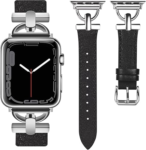 Wearlizer Correa de cuero compatible con Apple Watch Band para mujer de 1.496 in, 1.575 in, 1.614 in, 1.654 in, 1.732 in, 1.772 in (Ultra), correa Wearlizer Correa de cuero compatible con Apple Watch Band para mujer de 1.496 in, 1.575 in, 1.614 in, 1.654 in, 1.732 in, 1.772 in (Ultra), correa