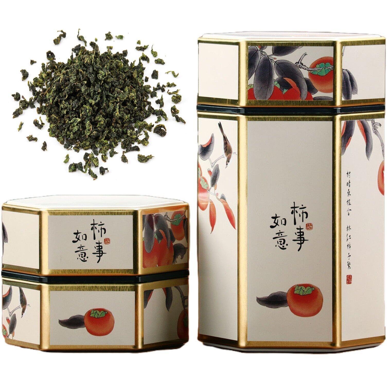 Sanfly Tinplate Tea Organizer 2pcs/set Hexagon Tea Sealed Jar Tea Storage Container Coffee Can Box for Sugar Jewelry Spices