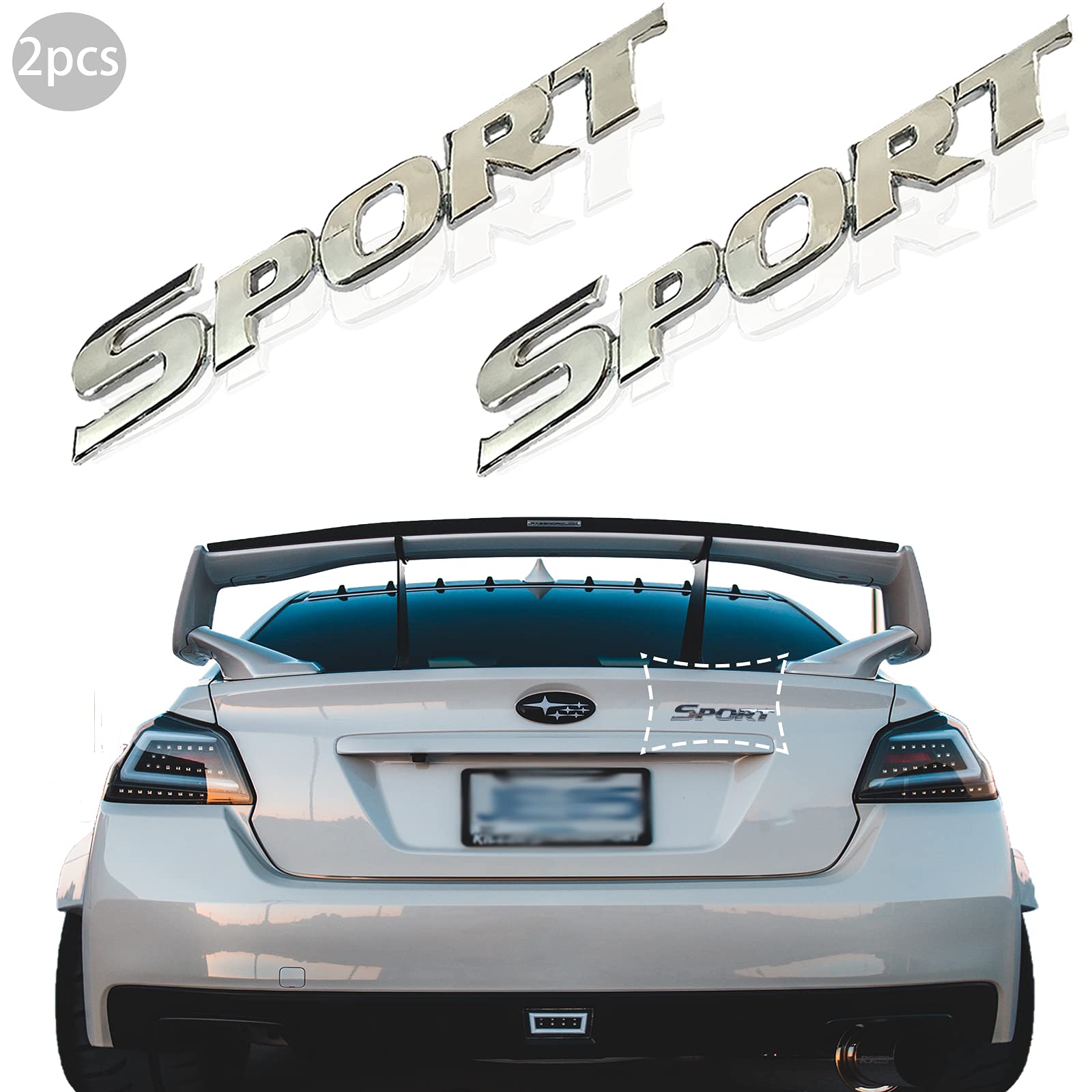 2Pcs Sport V8T Emblem Trunk Side ​Fender Rear Tailgate Decal Sticker Badge 3D Metal Premium Decals Compatible for Ford/Chevrolet/Jeep/Dodge Ram/Chrysler/Honda/Nissan/Toyota (Sliver)