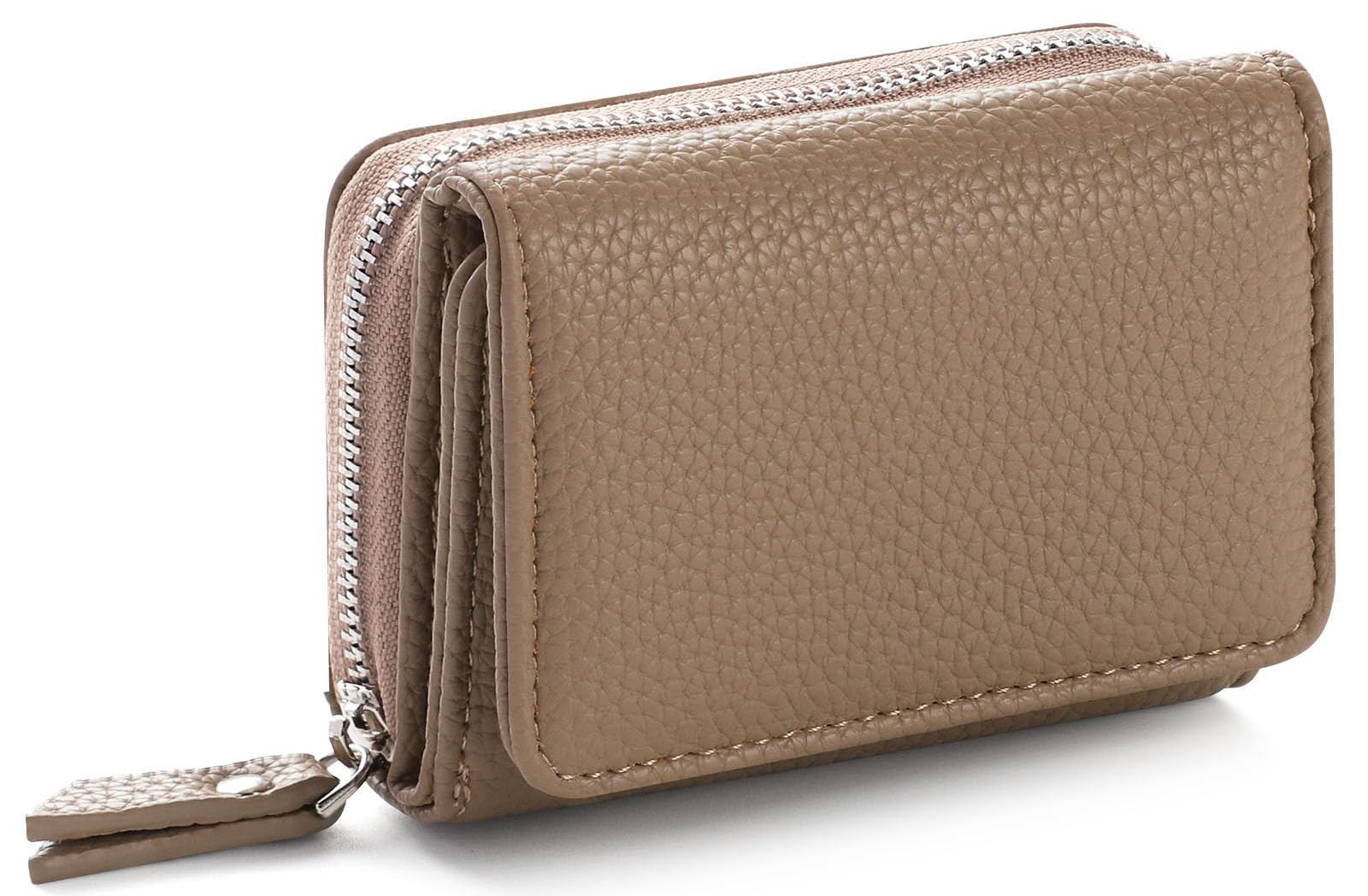RRANCharltu Geldbörse Damen Klein Leder Kleines Portemonnaie Damen Mini Geldbeutel mit Zipper Münzfach Kartenfächer, Braun