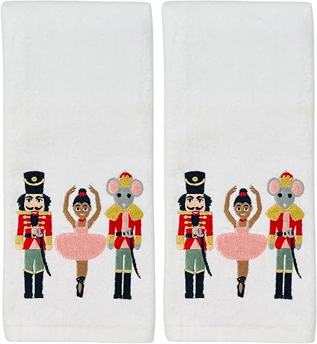 Miniatura 209 de Juego de 2 toallas de mano de baño de Navidad, color gris oscuro, 100% algodón, bordadas, diseño de copos de nieve, 16 x 25 pulgadas, toallas 24 Let