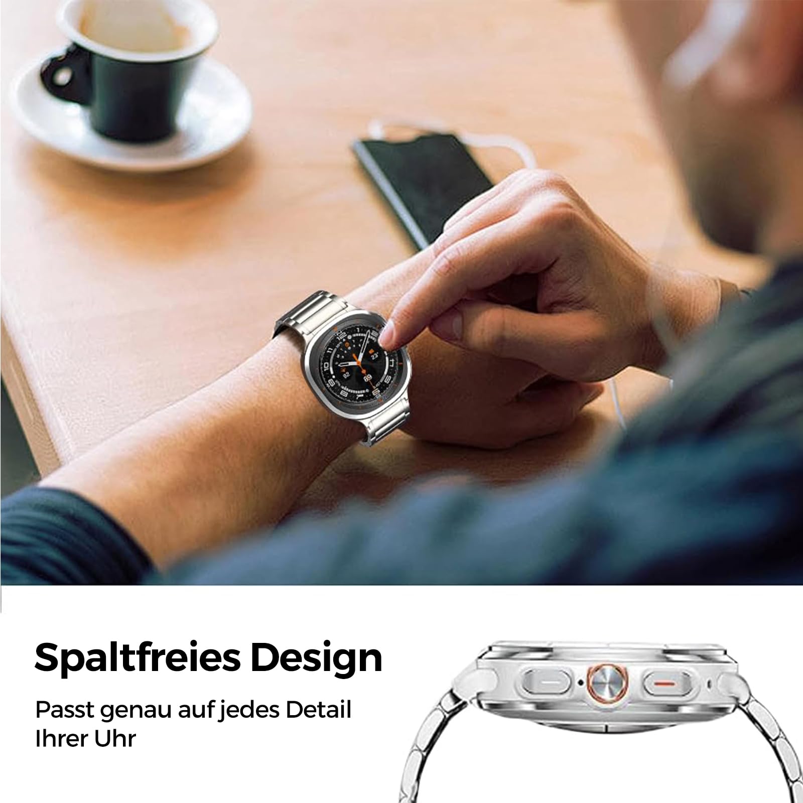 Samsung Galaxy Watch 7 Ultra Band Titanium Band, No Gap Strap with Built-in Buckle Strap Replacement Accessory for Galaxy Watch Ultra 47mm (2024)