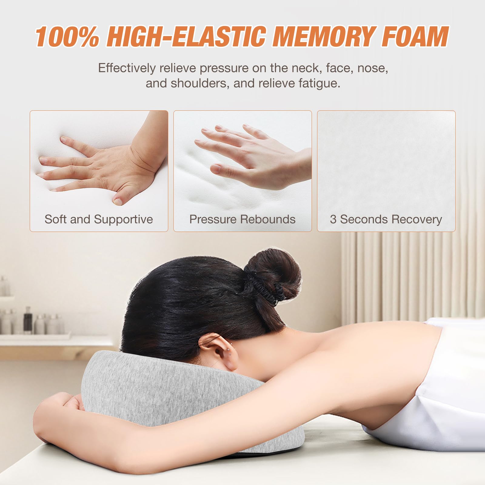 Mineup Almohada De Masaje Facial, Cojín de Cuna Facial, Reposacabezas para Cama de Masaje Boca Abajo, Reposacabezas De Masaje de Espuma viscoelástica para Cama de Masaje, salón de SPA