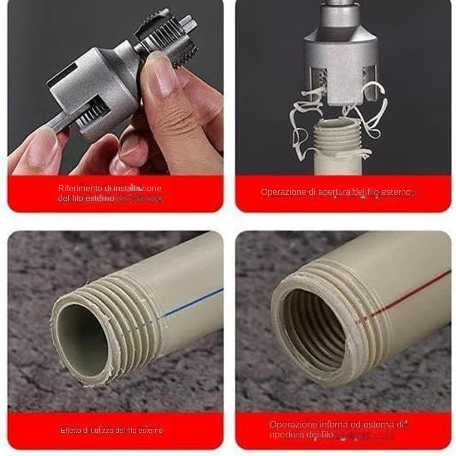 Set Per Filettatura Tubi PVC 2 In 1, Compatibile Con Trapano Elettrico, Specifiche 1/2'' E 3/4''