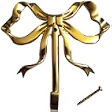 Licsaliwe Gold Wall Hooks, Decorative Brass Bow Hooks for Hanging Coats, Hats & Decor in Living Room, Bathroom, Bedroom, Kitchen (3.7x3.5in)