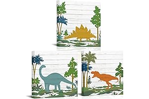 Apicoture Dinosaur Canvas Wall Art: Vivid Nursery Decor for Boys
