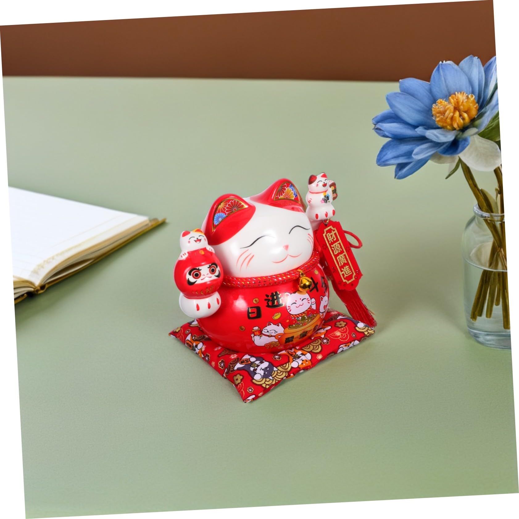 TOPBATHY Keramik-spardose in Form Einer Katze Traditionelle Maneki Neko Figur als Heimdekoration und Geldsparer Chinesisches Ornament für Tischdekoration
