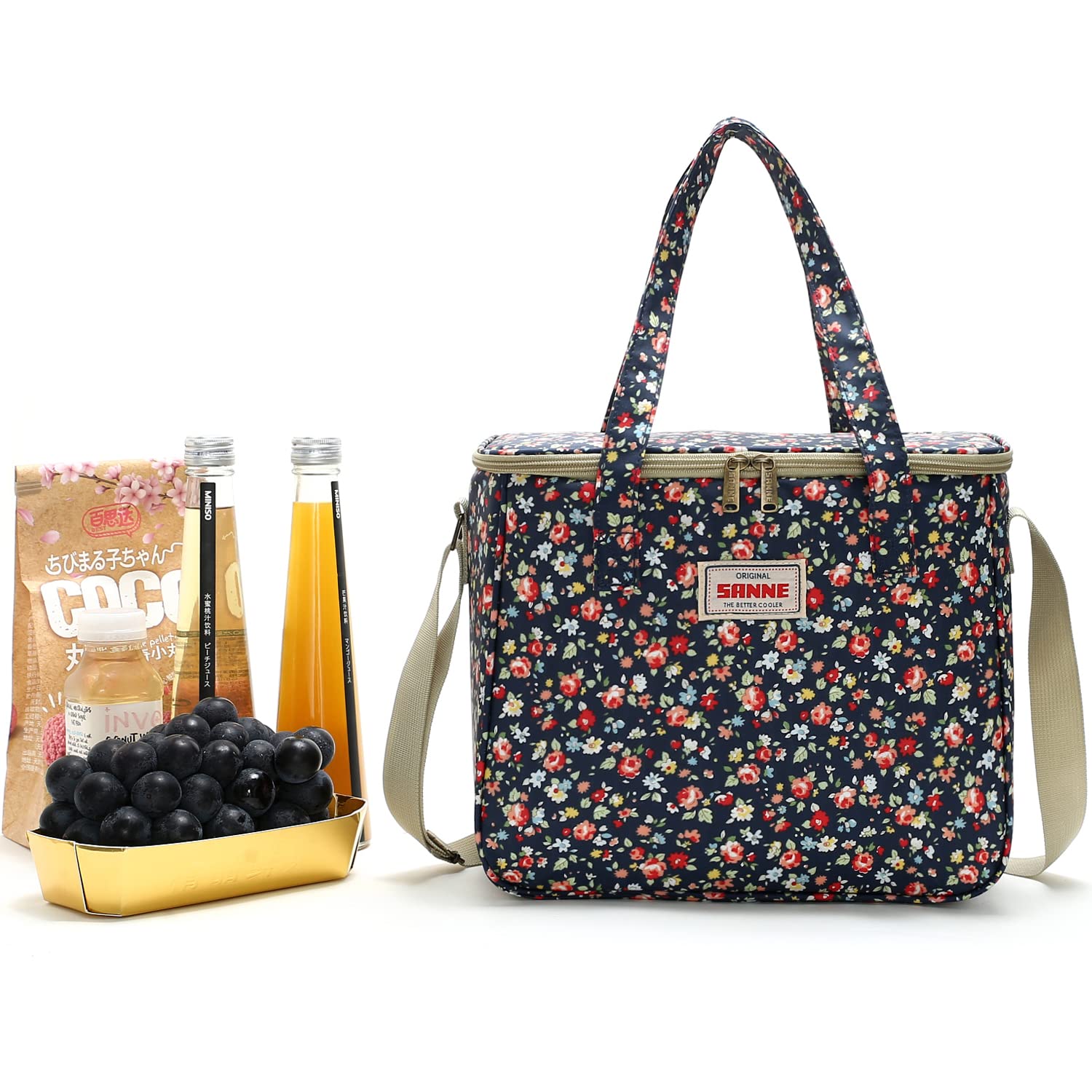 Borsa termica riutilizzabile per donne e ragazze, borsa termica per il pranzo con tracolla regolabile, graziosa borsa termica per scuola/spiaggia/escursionismo/picnic/allenamento, motivo