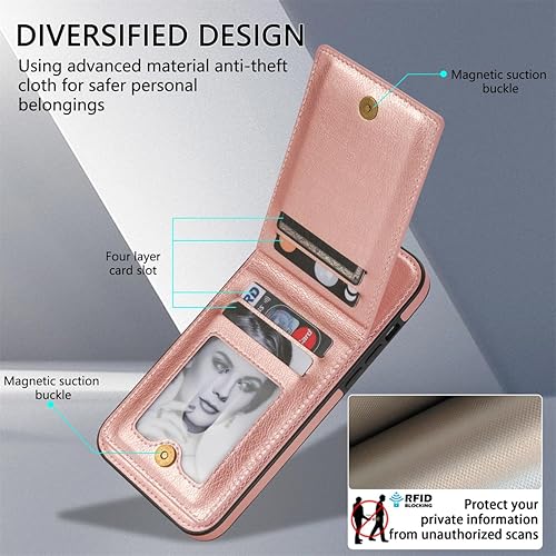Miniatura 2 de Asuwish Funda de teléfono para iPhone 15 Pro de 6.1 pulgadas con protector de pantalla RFID delgado soporte para tarjeta de crédito, accesorios para