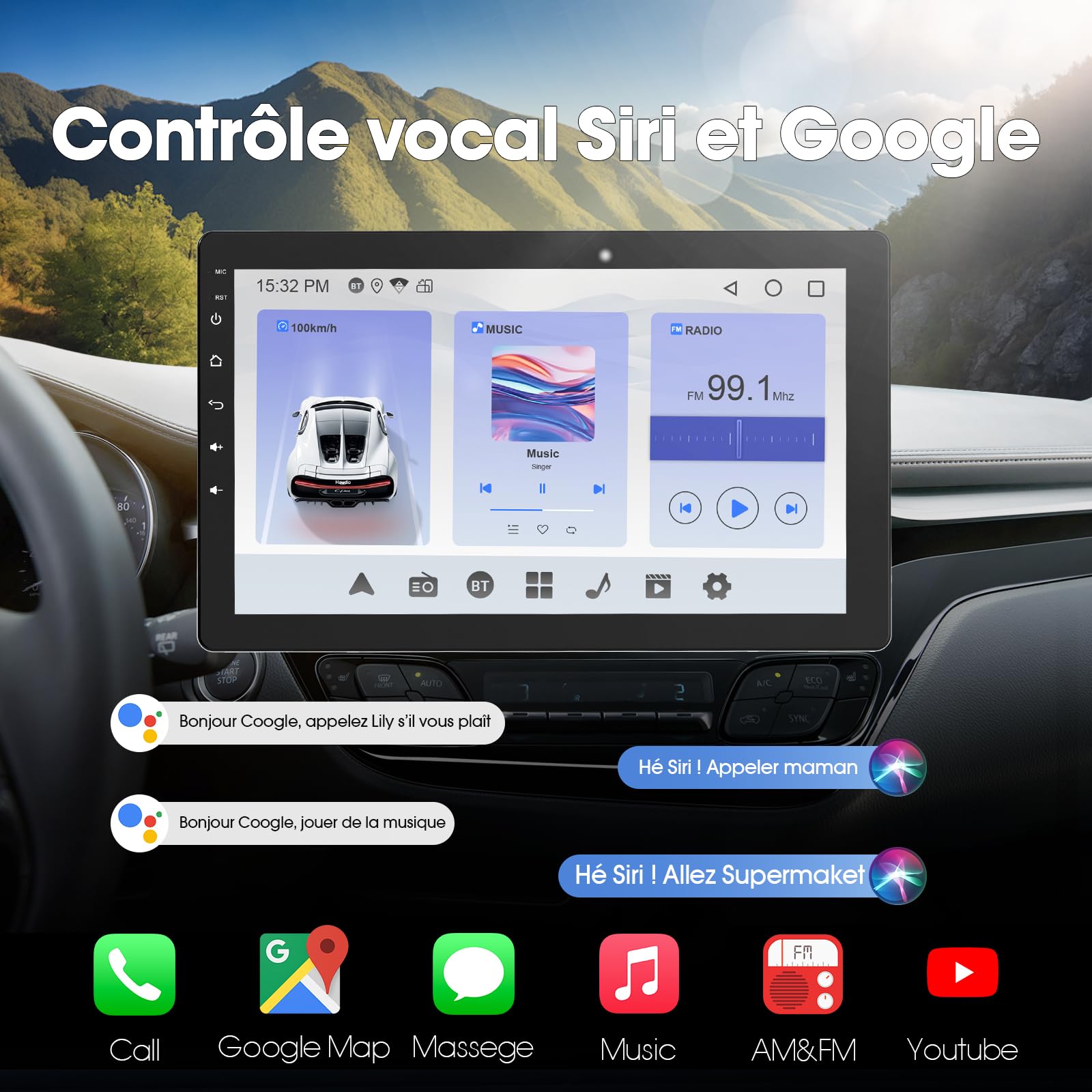 Haudio 360° Autoradio Rotatif, Auto Stereo 1 Din, Écran Tactile IPS 10.1 Pouces avec Carplay sans Fil et Android Auto, Car Play avec Caméra de Recul|Radio FM|Lien Miroir|Navigation GPS|Commande Vocale