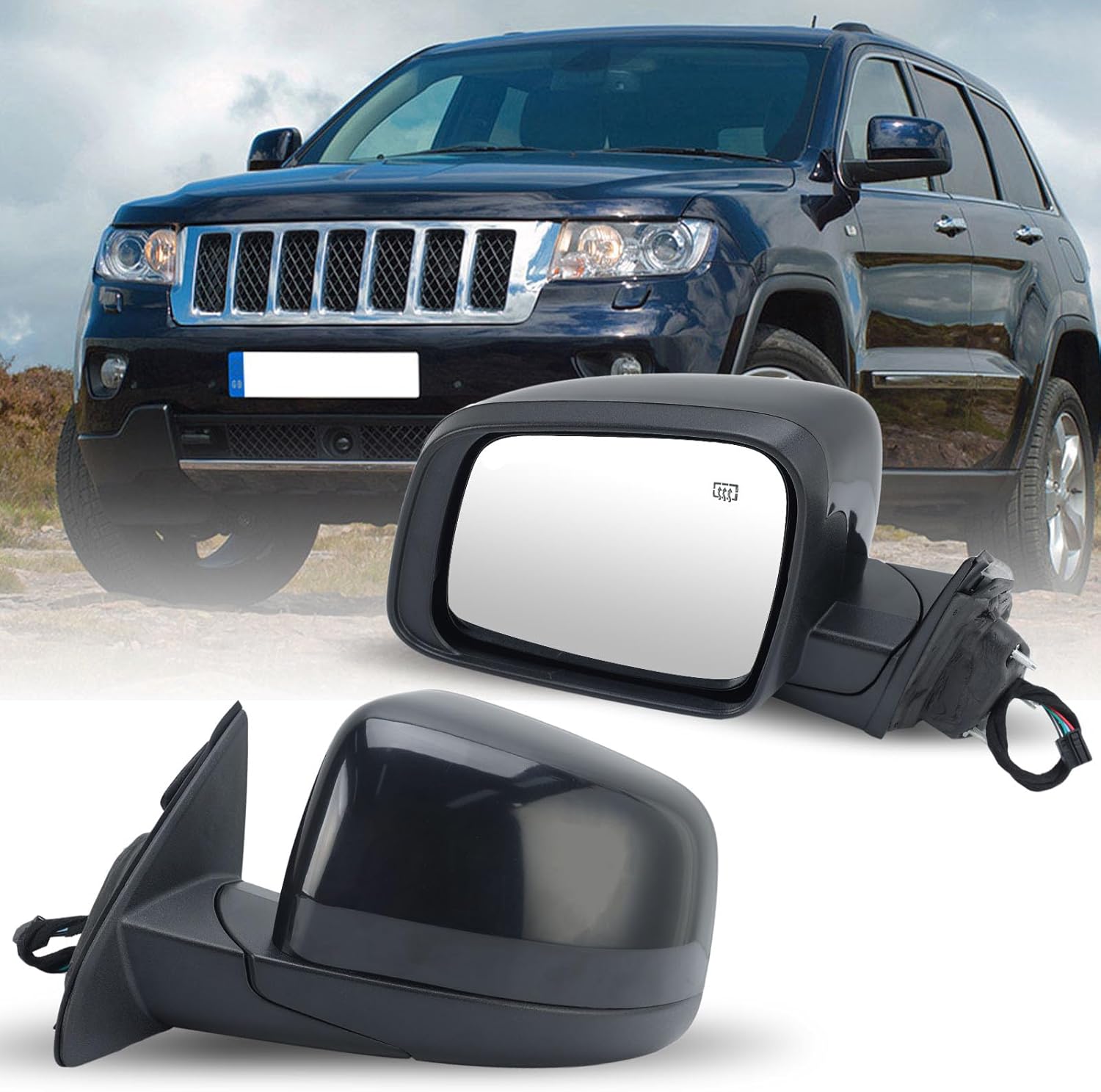 Driver Side View Mirror Compatible with 2011-2021 Grand Cherokee Mirrors with Heated Power Adjustment Manual Folding Replacement 5SG19TZZAF CH1320330