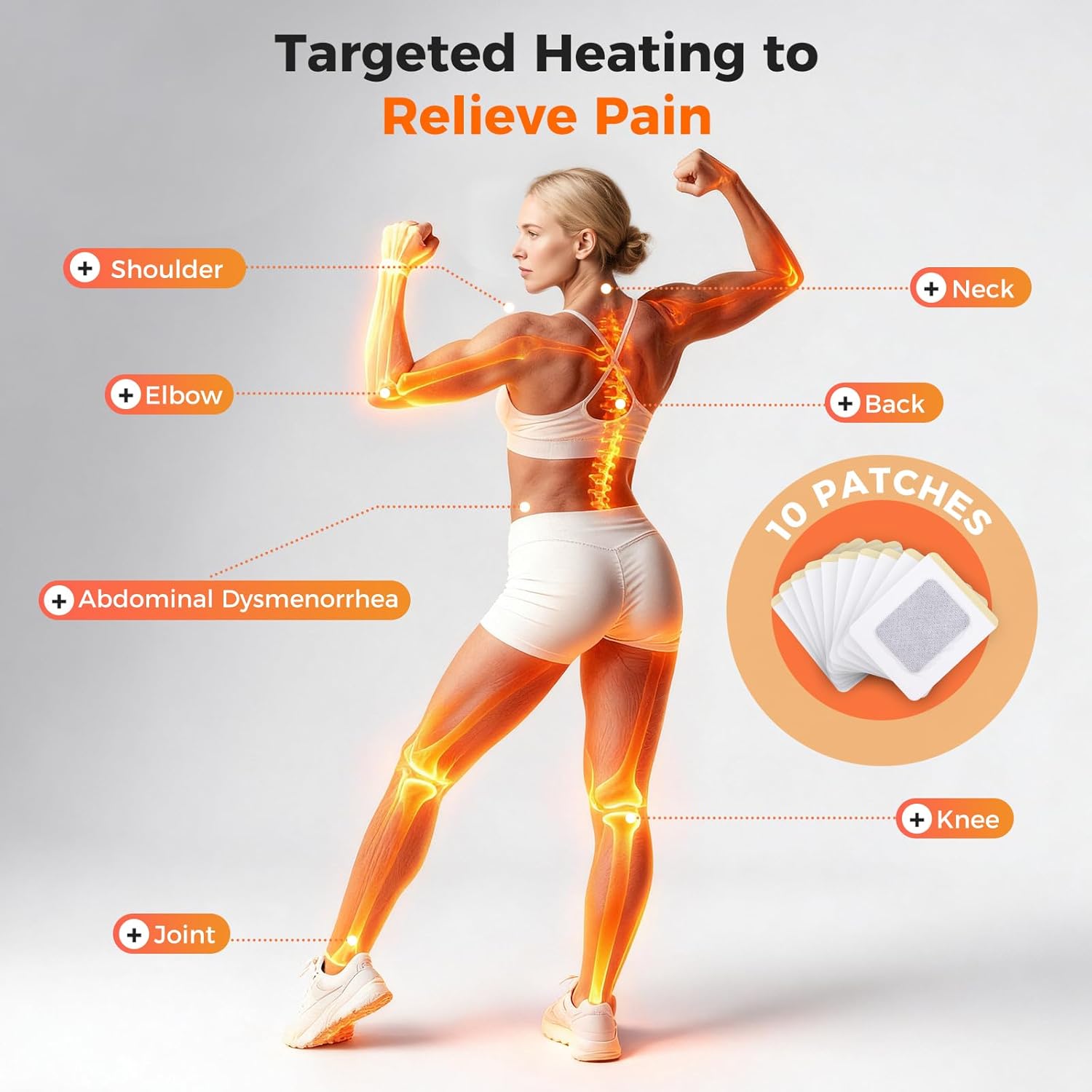 Far-Infrared Pain Relief Patches - 12 Hours Soothing Heat Patches for Back, Neck, Deep Penetrating Herbal Patch for Shoulder, Knee, Muscle, Portable Bone Pain Relief, 10 Count