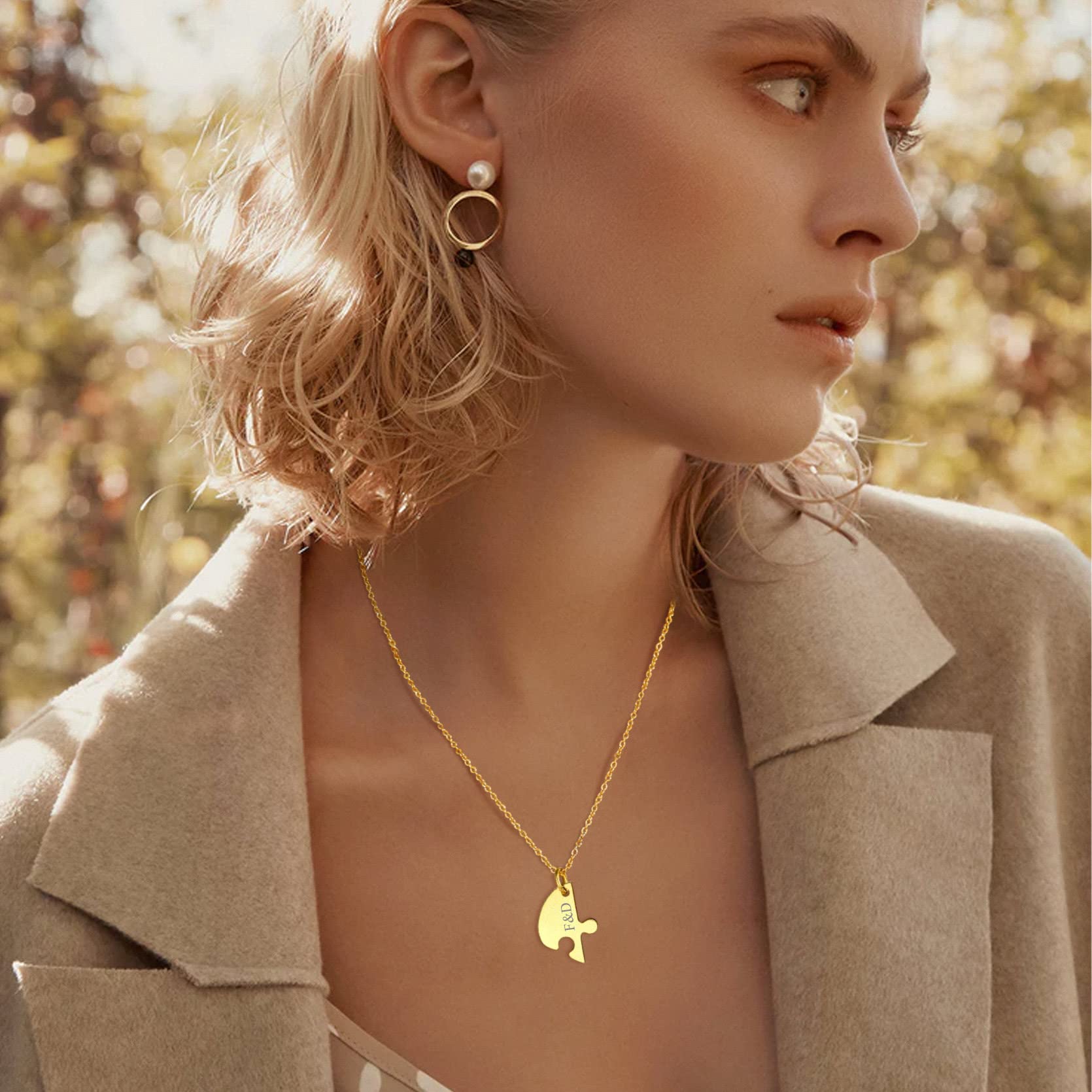 GoldChic JEWELRY Collana Donna Cuore Puzzle Collane Personalizzate, Ciondoli Di Amicizia Divisi In Acciaio Inossidabile Per Lui e Per Lei, Madre Figlie Gioielli Di Famiglia Regali Per Coppie