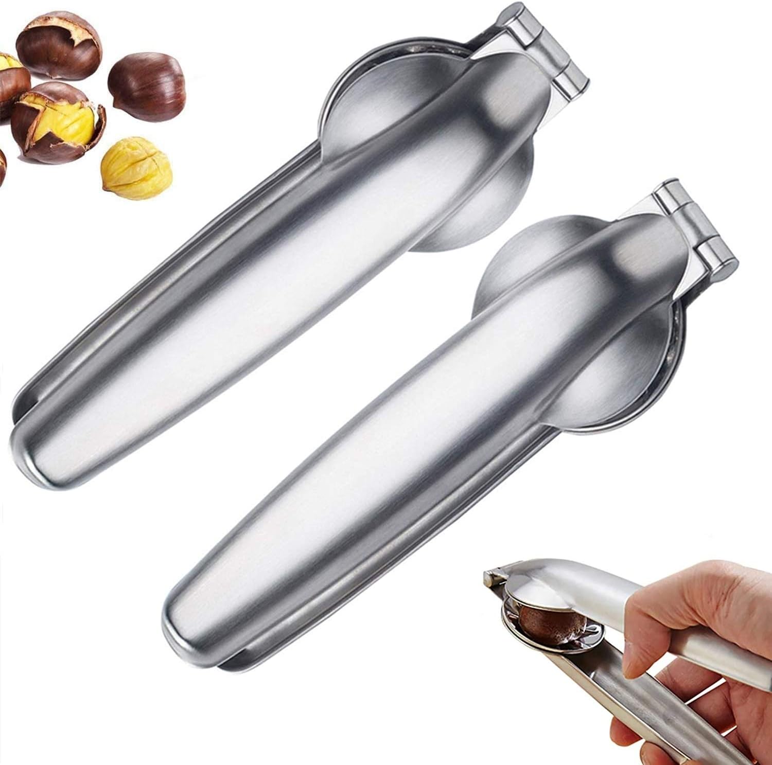 PureZoneA Nutcracker Chestnut Clip, Stainless Steel Nut Cracker Sheller Walnut Pliers,Quick Metal Nut Opener Plier, Multifunctional Metal Nut Walnut Opener