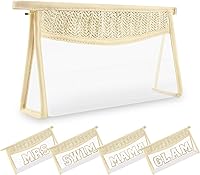 Vista 11 de Pequeñas bolsas de maquillaje transparentes de paja bohemia para mujeres y niñas, bolsa de cosméticos con cremallera de chenilla, bolsa de parche